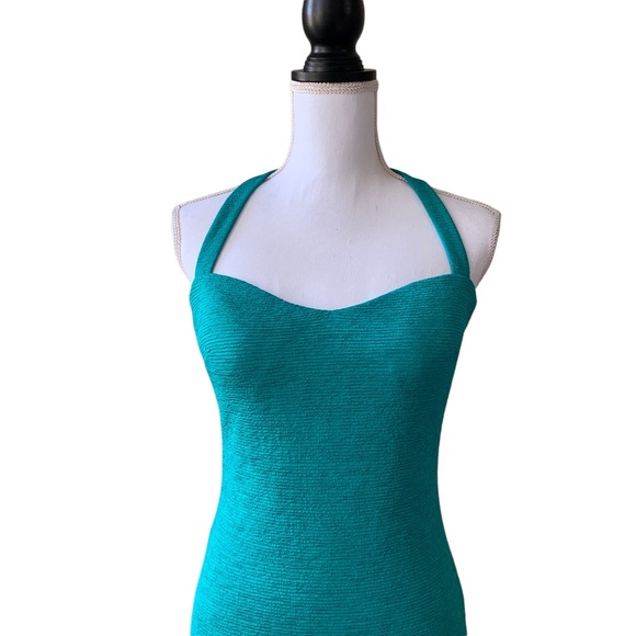 OFF  BEBE TEAL BODYCON RIBBED CUTOUT MINI DRESS - Picture 5 of 15